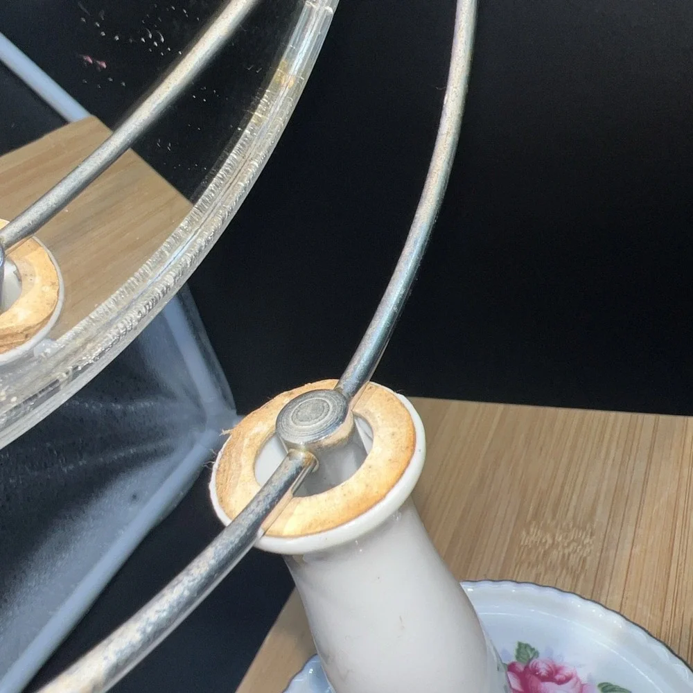 Vintage Porcelain Double Sided Magnifying Vanity Make Up Mirror Rose Floral